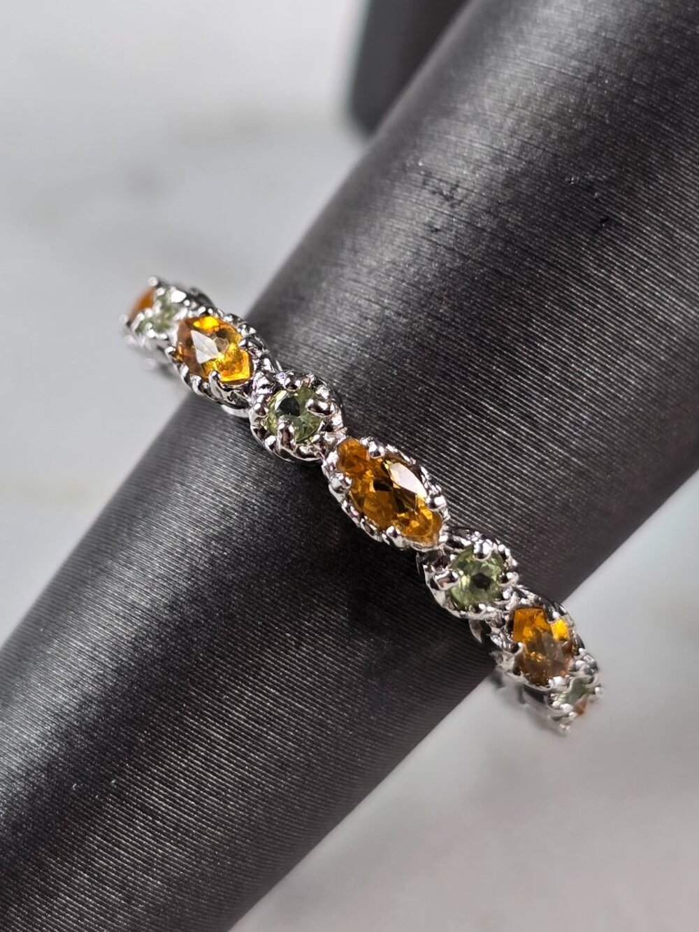 Womens Vintage Estate Sterling Silver Citrine Peridot Colored Ring 2.5g E830